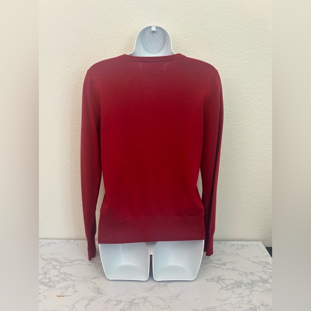 Jones New York Sport Red Sz S Cardigan Sweater Button Down Ruffle Long Sleeve - Picture 4 of 6